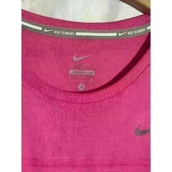 Nike Dri Fit Miler Running Shirt Pink Reflective Small 596447 Women - Picture 4 of 9